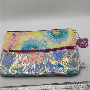 Matty M Tie-Dye & Holographic Travel Pouch – Pink, Yellow, Teal, Silver